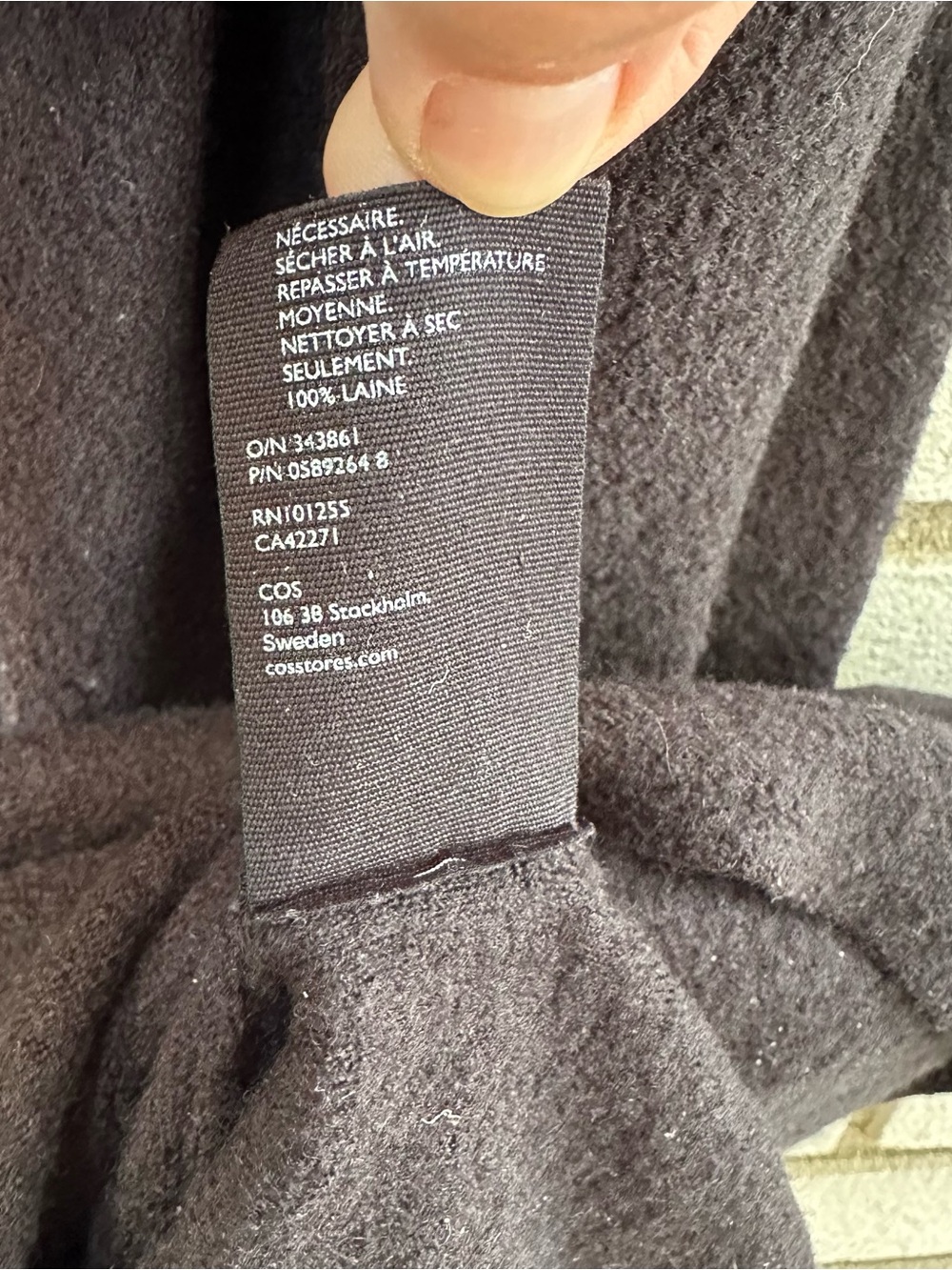 COS Black 100% Wool Nubby Textured A-Line Midi Dress Minimalist XS - Picture 5 of 7